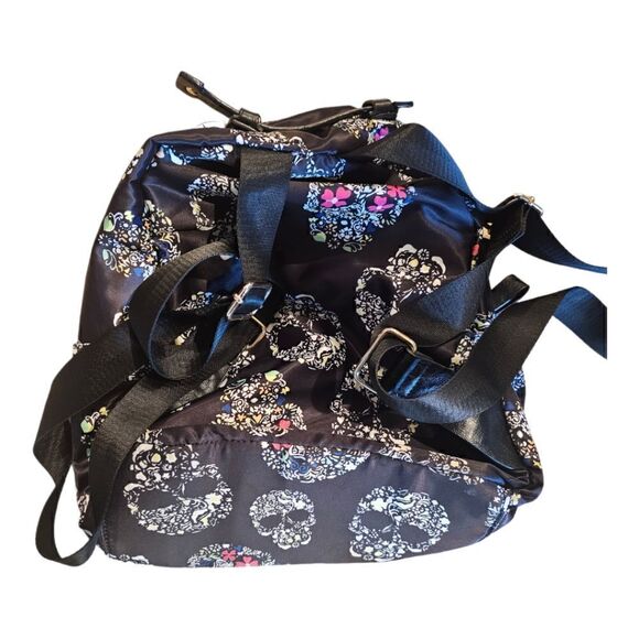MMS DESIGN STUDIO Black Skull Satin Backpack - Picture 3 of 10